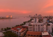 Sunset over Mekong river Phnom Penh