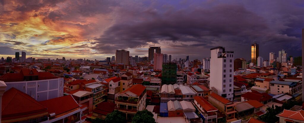BKK District at sunset ,Phnom Penh