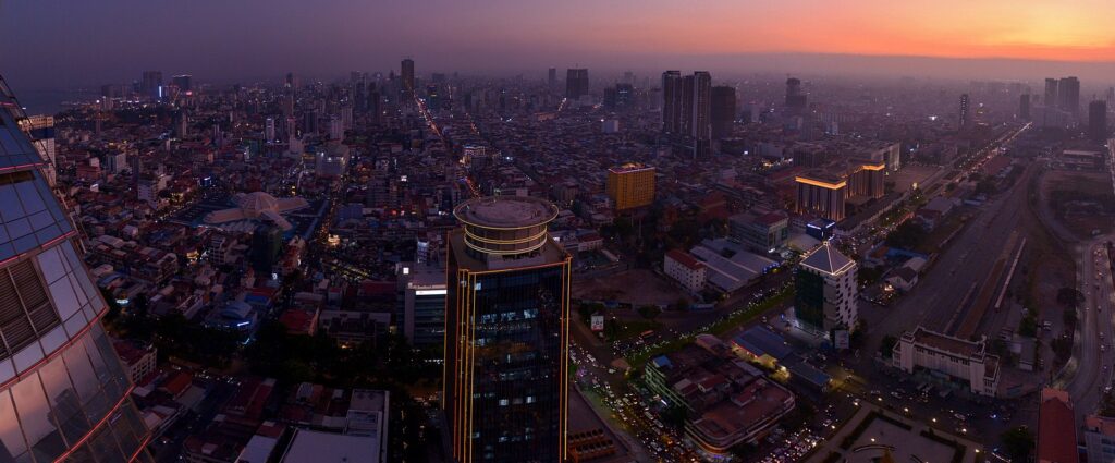 Sunset at  Sora Skybar, Phnom Penh