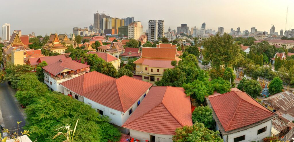 Central Phnom Penh rooftop view