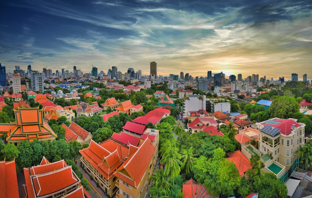 Central Phnom Penh rooftop view
